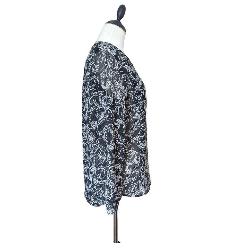 Gap Black and White Floral Sheer Blouse Size S - Picture 3 of 6